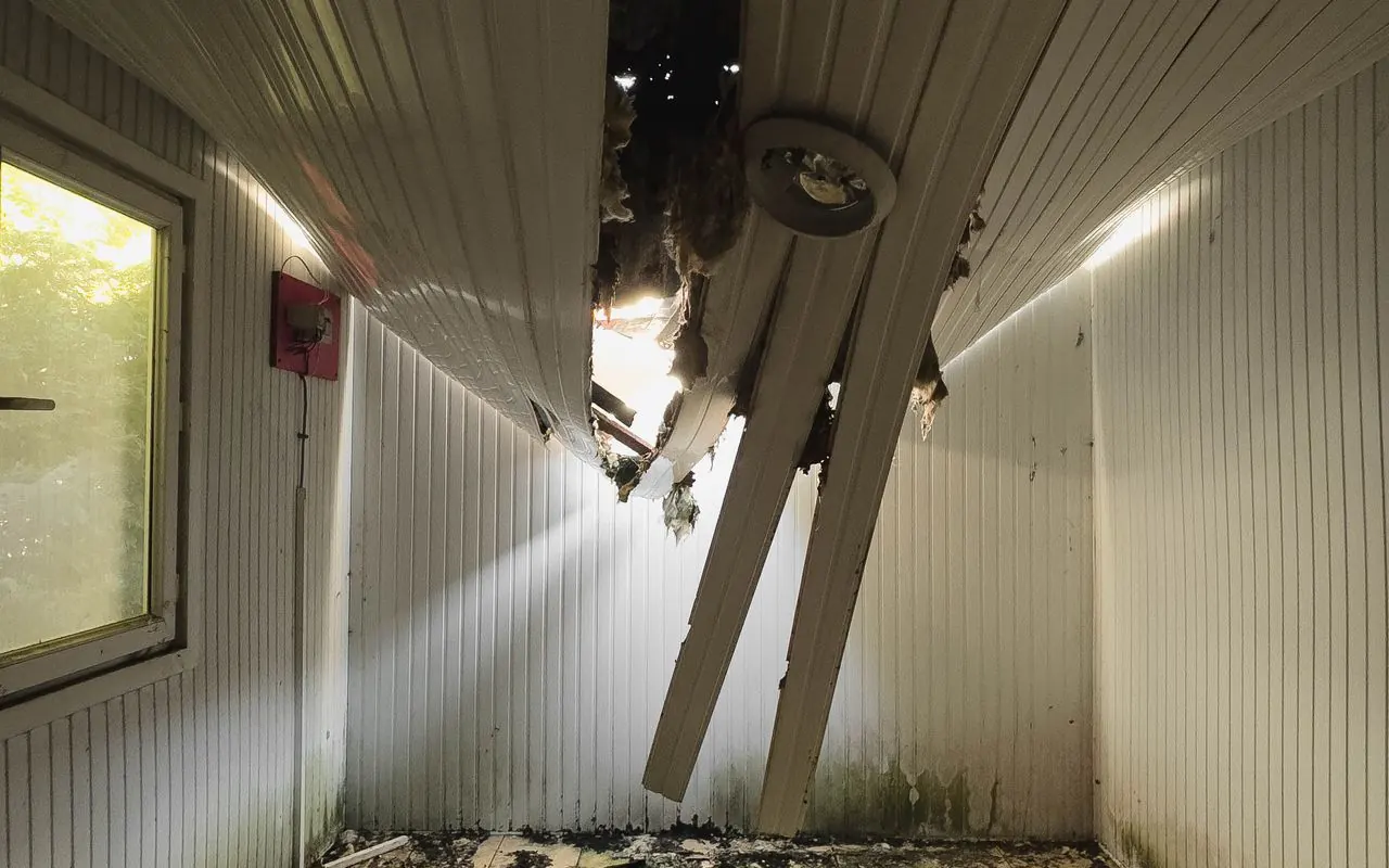 Storm-damaged ceiling in a Casa Grande, AZ home after a monsoon